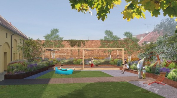 Plánovaná letní čítárna vedle knihovny